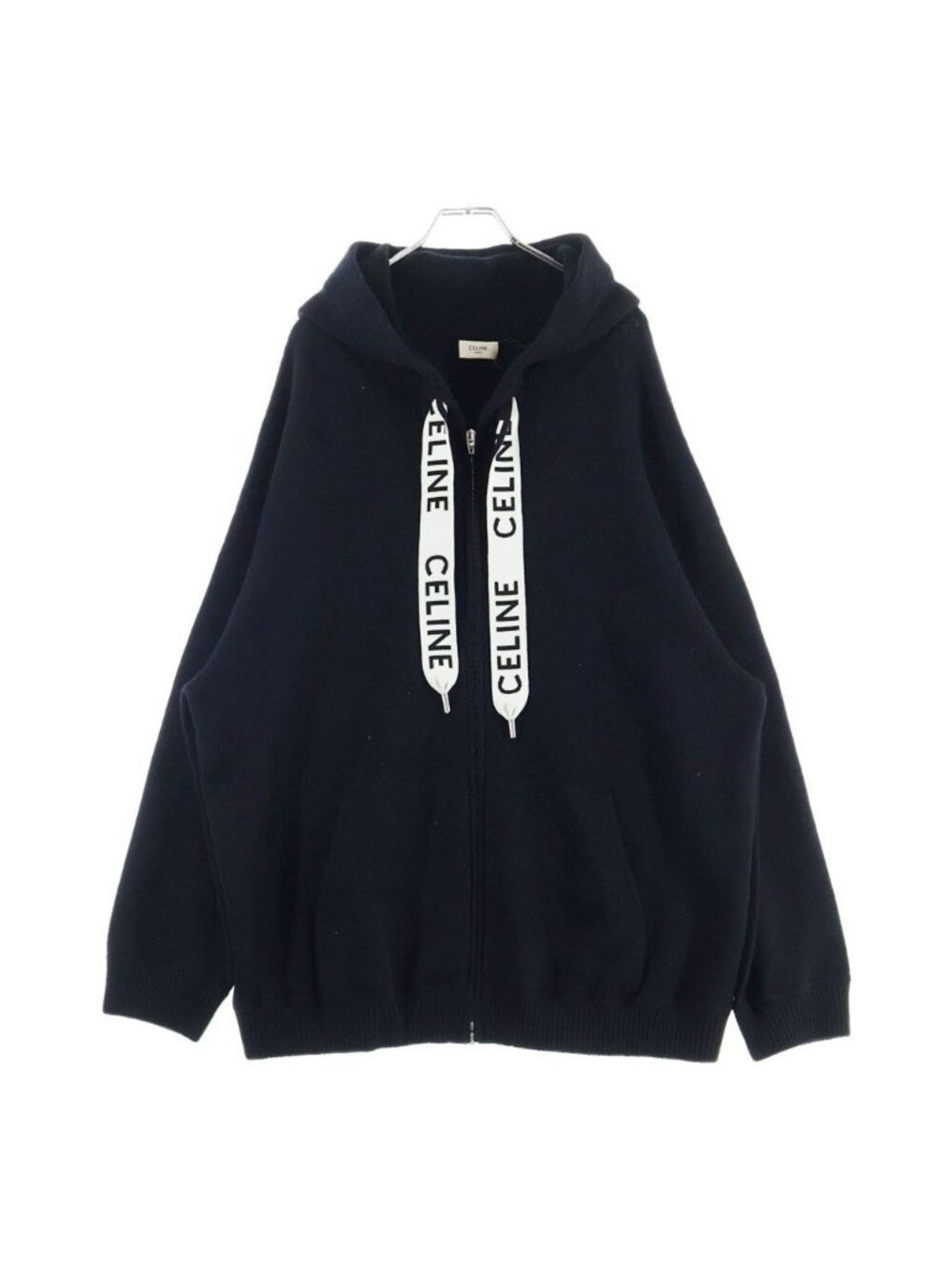 Celine Cashmere Knit Zip Up Hoodie Black